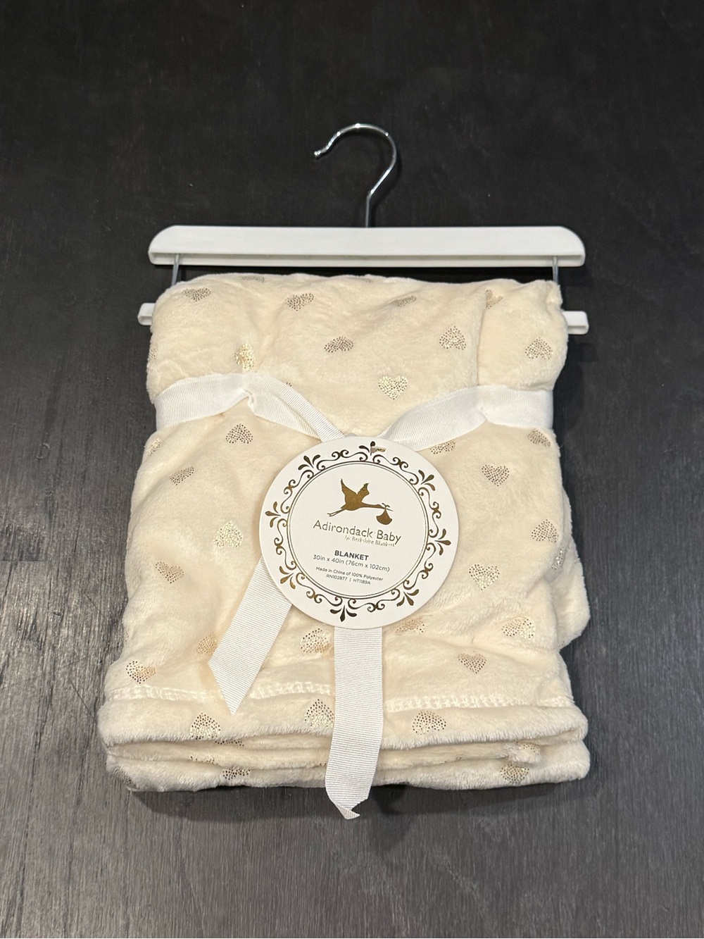New Adirondack Baby Cream with Gold Hearts Blanket